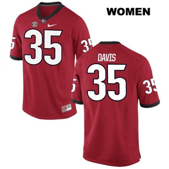 Women's Georgia Bulldogs NCAA #35 Aaron Davis Nike Stitched Red Authentic College Football Jersey VIK3354GP